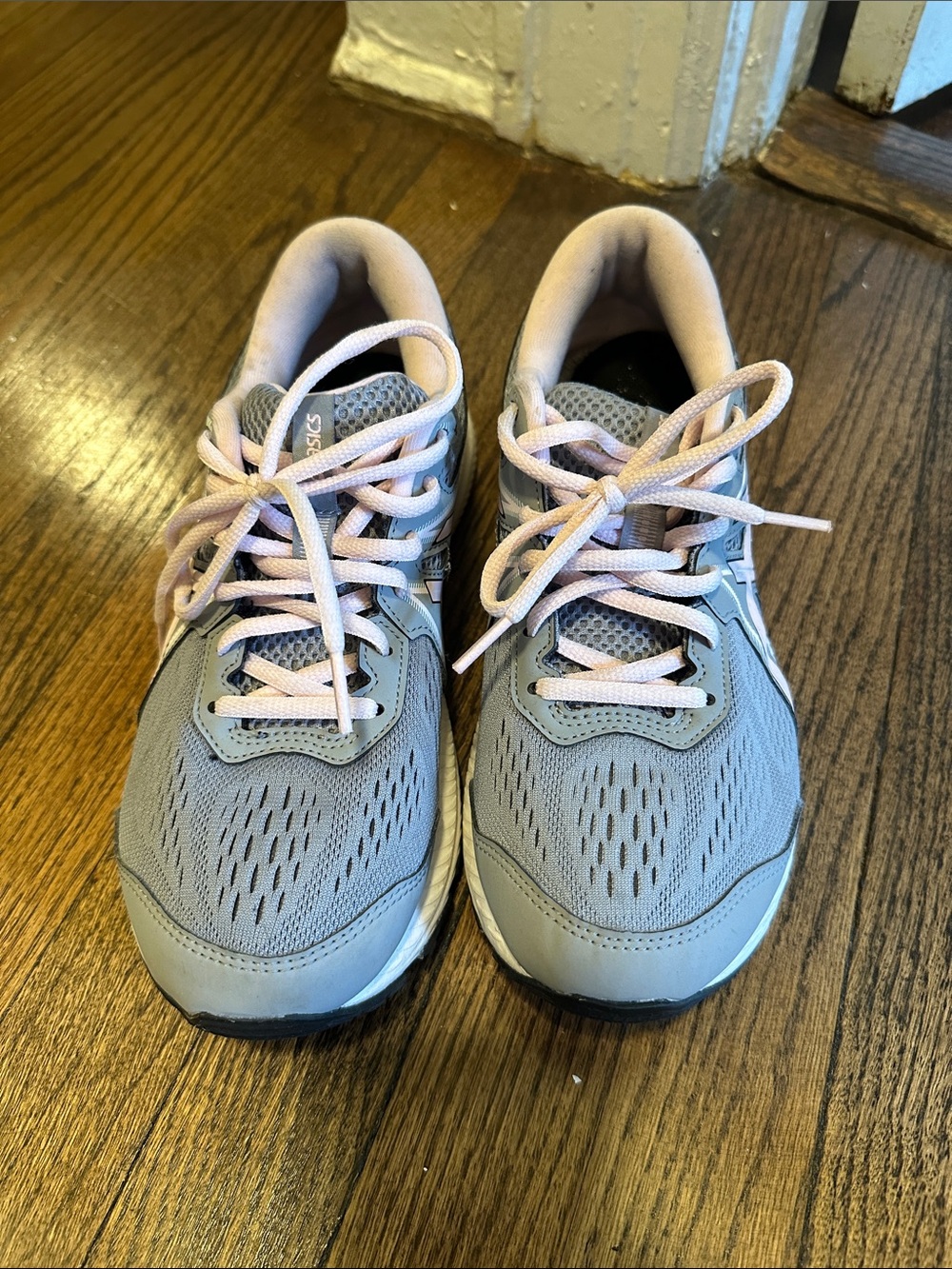 Asics Women’s Gray Sneakers with Pink Accents